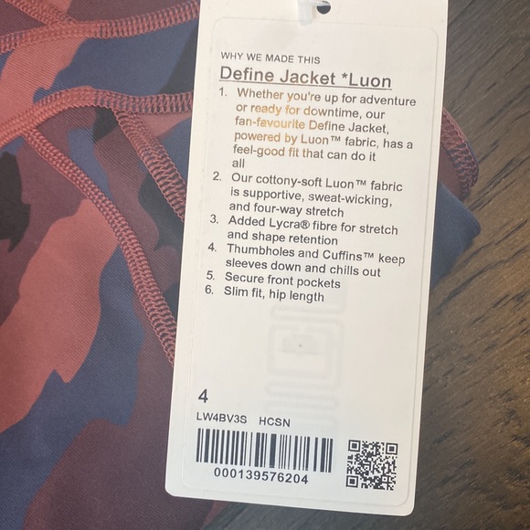 Lululemon- Define Jacket * Luon size 4 NWT - Picture 4 of 6